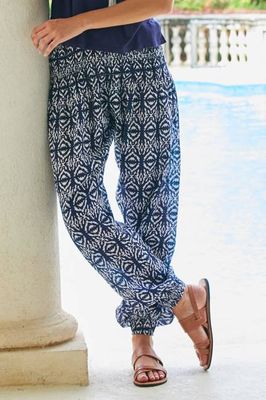 Harem Trousers | Ikat Navy/White