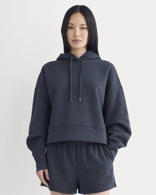 Cropped Luxe Fleece Hoodie | Navy