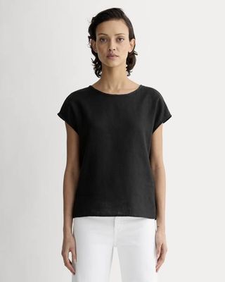 The Muscle Top in Linen | Black