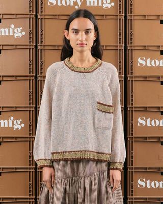 Strickpullover mit Blumenmuster - Blush