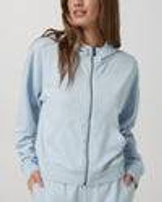 Women's Halo Modern Full Zip Hoodie | Soft Sky Heather | Vuori