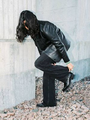 Saga Leather Blazer Black regular fit blazer | Nudie Jeans