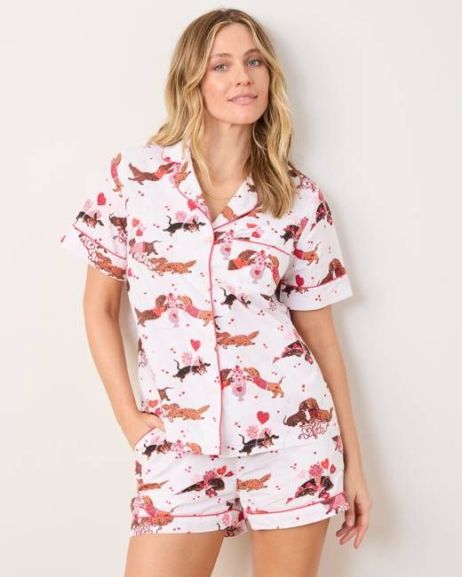 Dachshund Date - Short PJ Set - Cloud