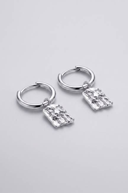 Organsk Textured Drop Hoop Earrings