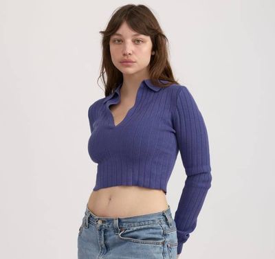 Soft Knit Rib V-Neck Polo