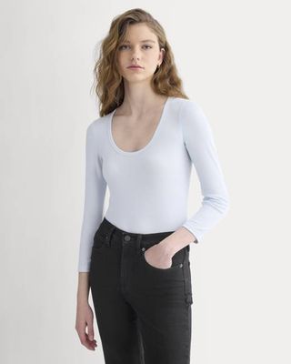 Luxe Rib Deep U-Neck Top | Skywriting