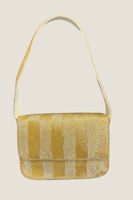 Beaded Strap Handbag | Chevron Gold