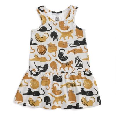 Valencia Dress - Cat Friends Gold & Yellow