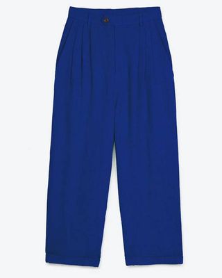 Lowie Linen Viscose Royal Blue Pleat Trouser