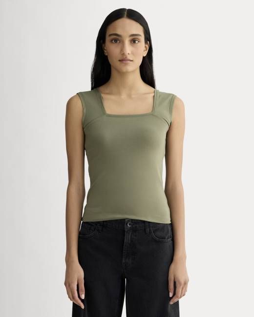 The Form Square-Neck Tank | Lichen Green