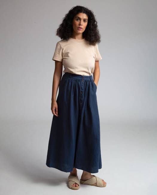 Ursa Linen Skirt In Navy