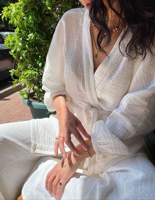 Alice White Crinkle Muslin Kimono - Chillax.co