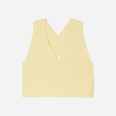 The Cross-Back Cropped Sweater Top | Pastel Yellow