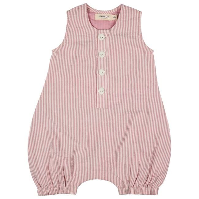 Baby All-In-One (Seersucker Fine Stripe) - Pink