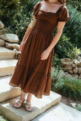 Harper Dress in Chocolate Linen