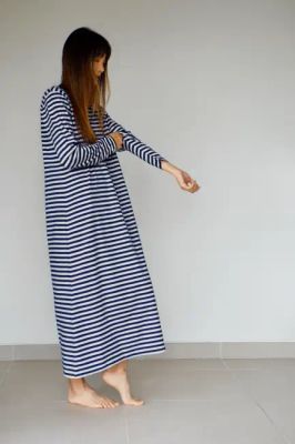 chandra nightie/ midnight Blue stripe — Noctu