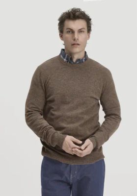 Normaler Strickpullover aus Bio-Merinowolle mit Kaschmir
