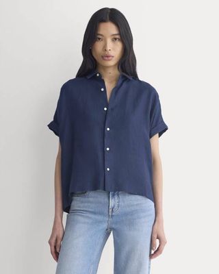 The Boxy Shirt in Linen | Navy