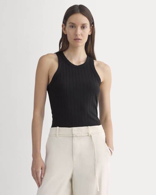 Racerback Tank in Pointelle | Black