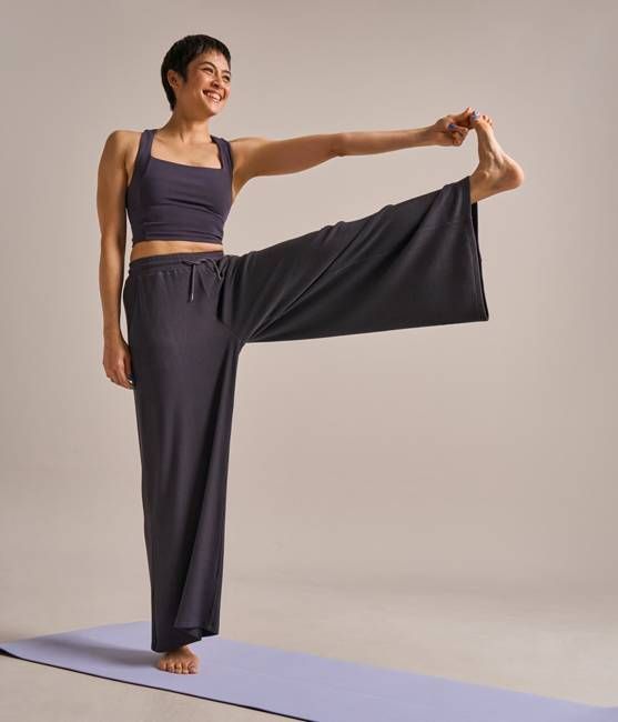 Tie Waist Ribbed Wide Leg Trouser