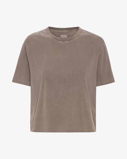 Organic Boxy Crop Tee - Faded Khaki