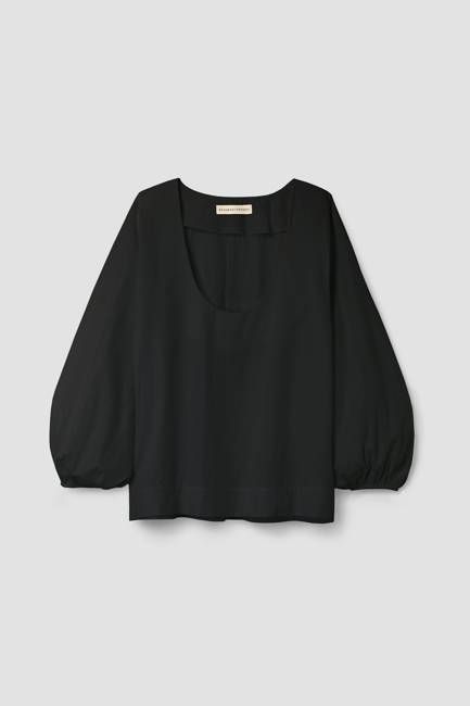 Renee Organic Cotton Poplin Top in Black
