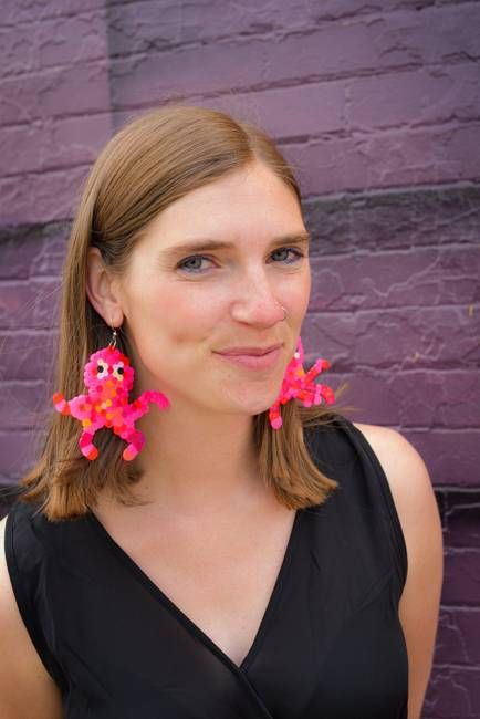 Octopus Earrings - Upcycled Perler Beads by Constance Wilde