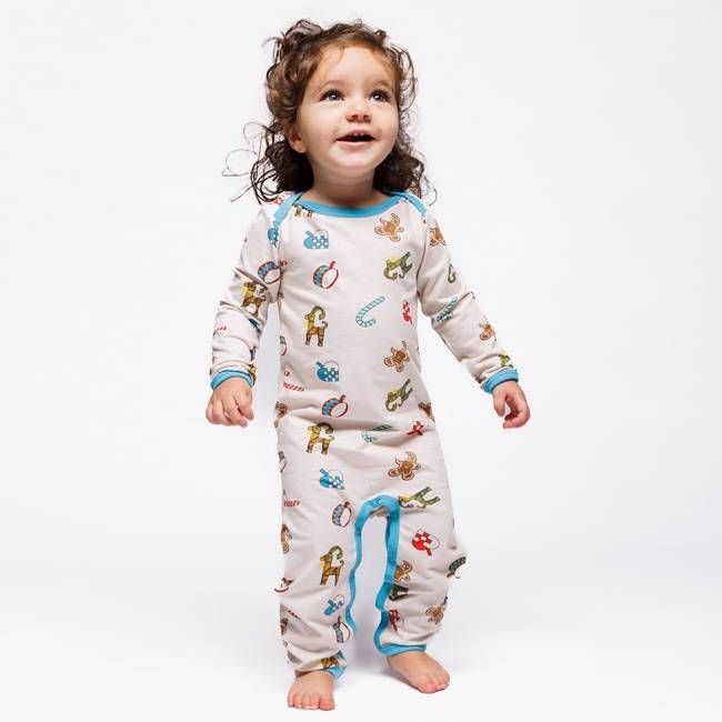 Ulm long-sleeved baby suit with Christmas decorations