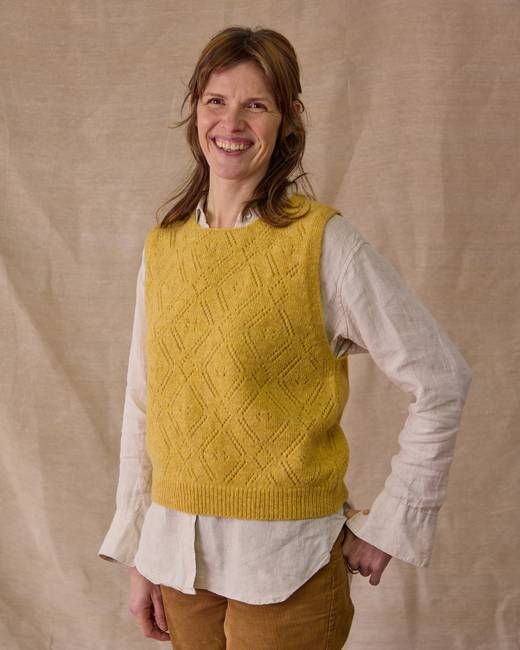 Diamond Open Knit Top | Mustard