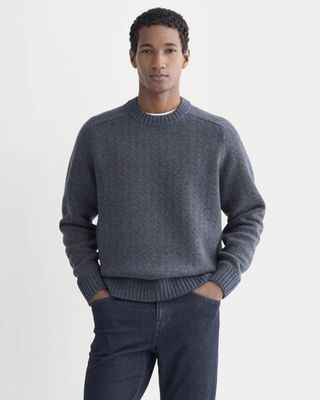 Wool Cashmere Nordic Crew | Heathered Indigo
