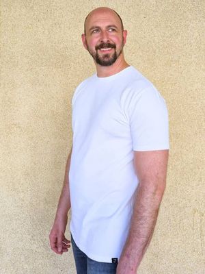 Organic Extra Long Slim Heavyweight T-shirt (White)