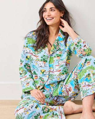 Mediterranean Meow - Long PJ Set - Amalfi Blue