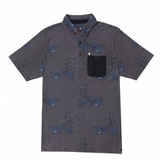 Poloshirt - Paars - Zwart met Japanse Edo Art print