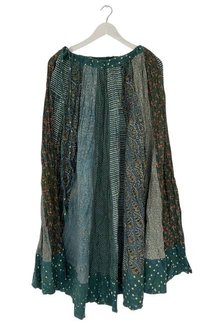 NEW! Flared Cotton Blockprint Patchwork Skirt No. 2