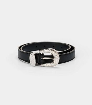 Women’s Vegan Belt with Rock Buckle – Black