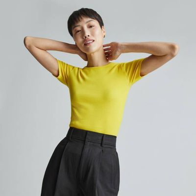 The Pima Micro-Rib Crew Tee | High Visibility Yellow