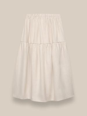 Women's Ceramic White Linen Skirt