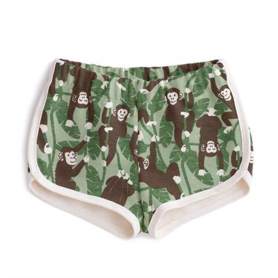 French Terry Shorts - Chimpanzees Green