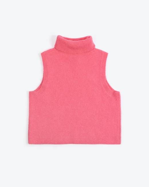 Lowie Pink Alpaca Roll Neck Vest