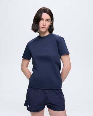 Interlock-T-Shirt für Damen—Granitblau