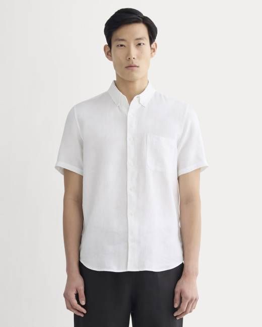The Classic Short-Sleeve Shirt in Linen | White