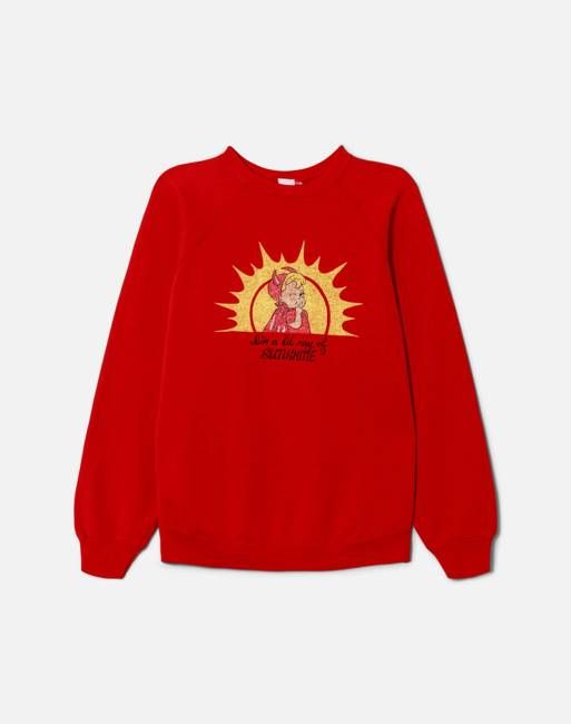 Upcycled "Ray of Sunshine" Sweatshirt - Red