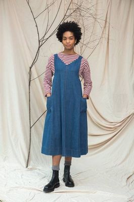 Nandina-Leigh Organic Cotton Denim Dress in Mid Blue