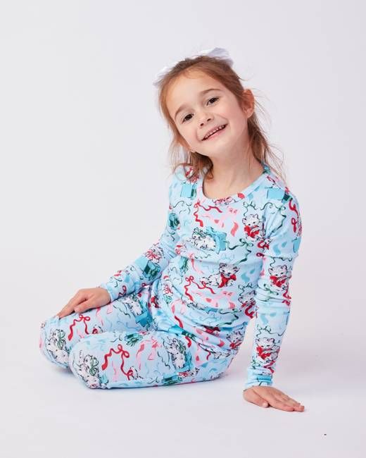PF x The Hiltons Wrapped Gifts - Kids PJ Set - Baby Blue
