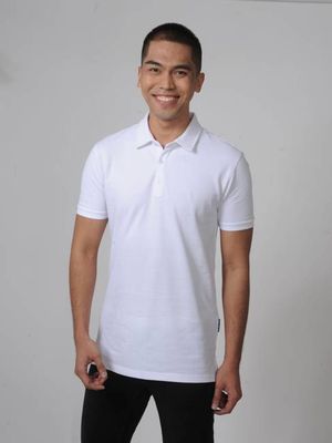 Organic Extra Long Slim Pique Polo Shirt (White)