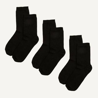 Organic Cotton Crew Sock in Carbon 3-Pack