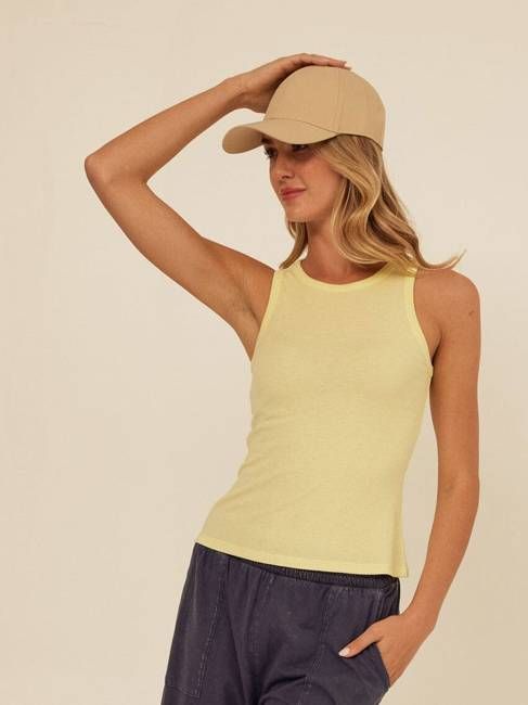 Bailey Feather Rib High Neck Tank