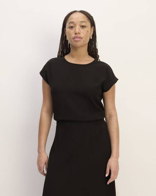 The Mini Jacquard Stripe Top | Black