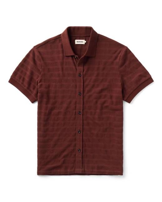 The Bywater Polo in Burgundy Knit Stripe