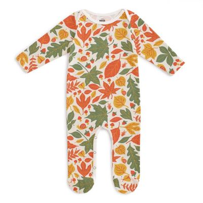 Footed Romper - Leaves Yellow & Green
